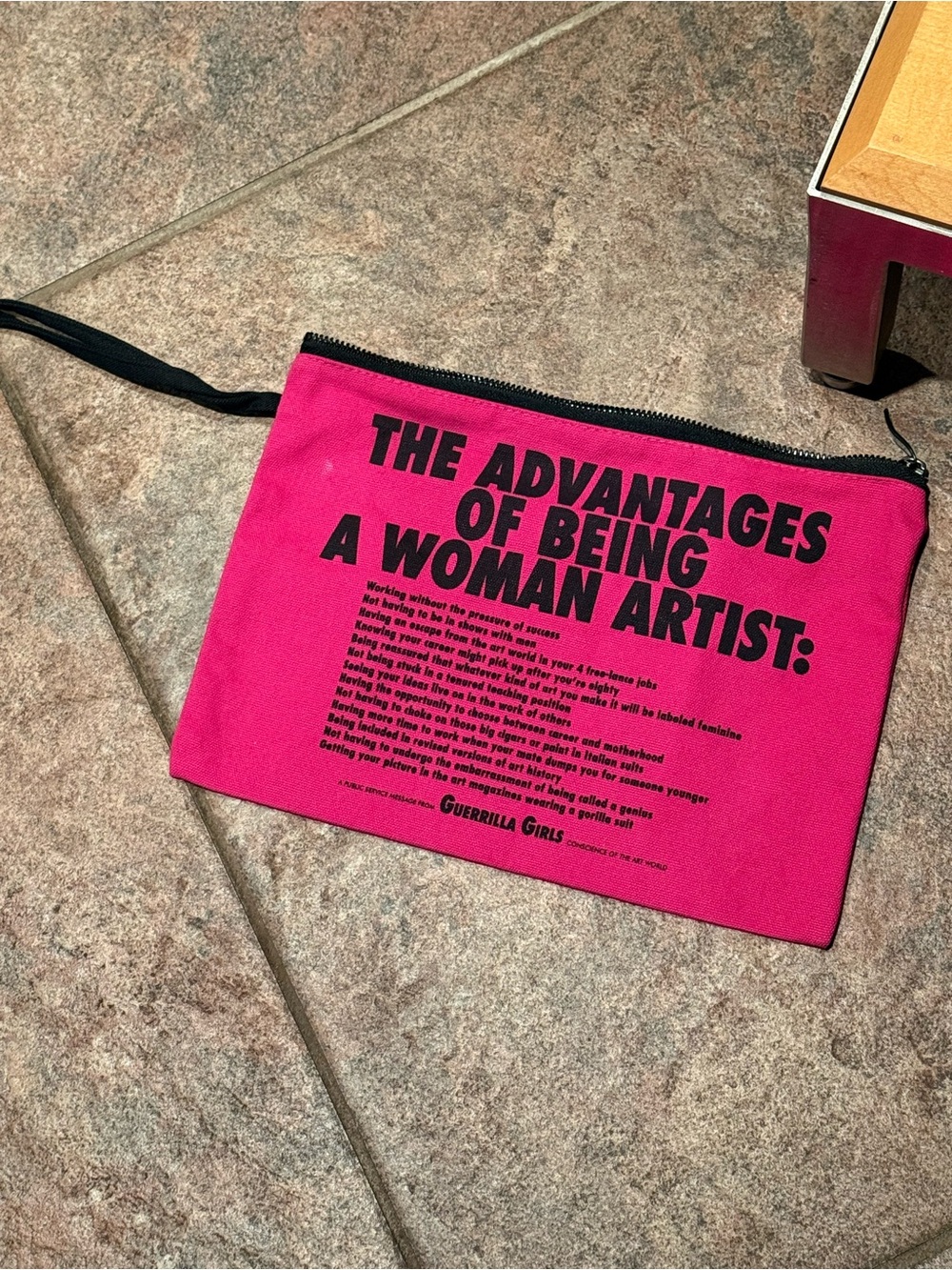 Pink Graphic Zip Wristlet Pouch - Text Print